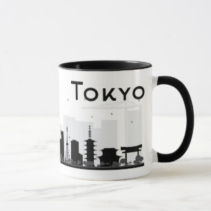 Tokyo Japan   svart & vitstadshorisont Mugg