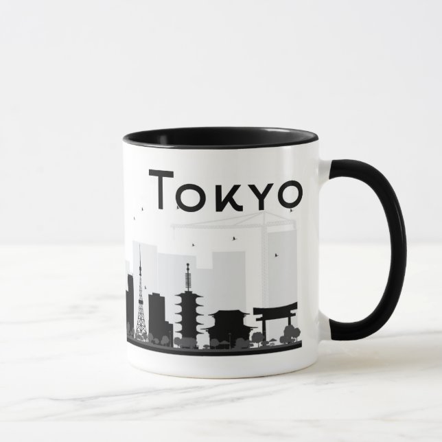 Tokyo Japan | svart & vitstadshorisont Mugg (Höger)