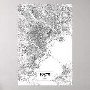 Tokyo Japan (svarten på vit) Poster