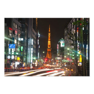 Tokyo, Japan. Tokyo Tower är en kommunikations Fototryck