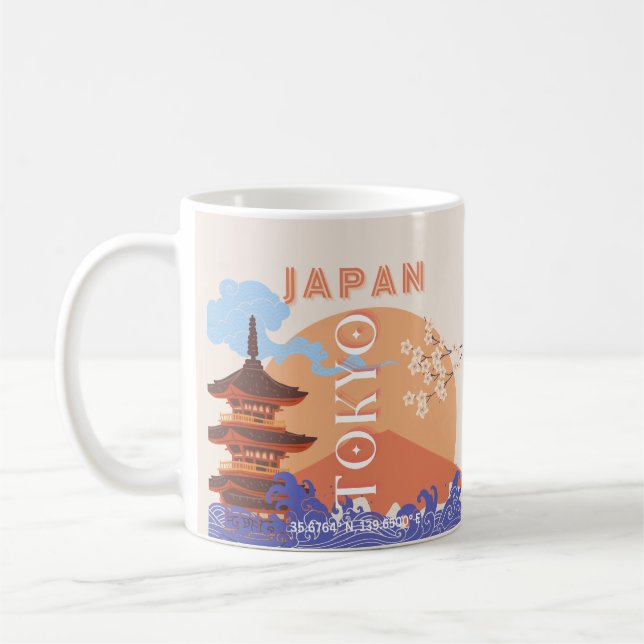 Tokyo Japan Travel Art Kaffemugg (Vänster)