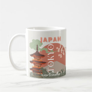 Tokyo Japan Travel Art, Retro Travel Art Kaffemugg