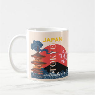 Tokyo Japan Travel Art, Retro Travel Art Kaffemugg
