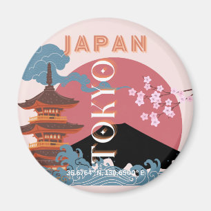 Tokyo Japan Travel Art, Retro Travel Art Magnet