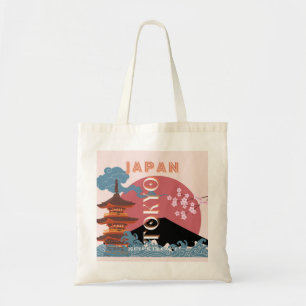 Tokyo Japan Travel Art, Retro Travel Art Tygkasse