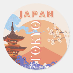 Tokyo Japan Travel Art Runt Klistermärke