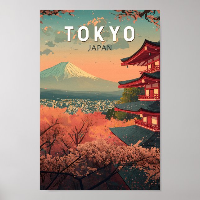 Tokyo Japan Travel Art Vintage Poster (Framsidan)