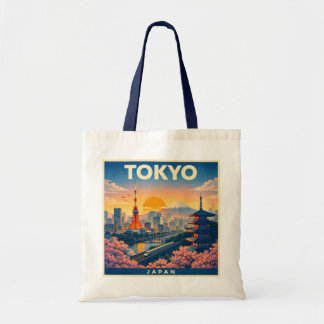 Tokyo Japan Travel Poster Tote Bag Tygkasse