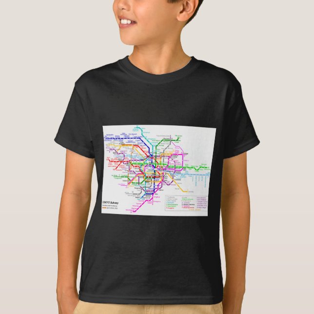 Tokyo Japan tunnelbanankarta T-shirt (Framsida)