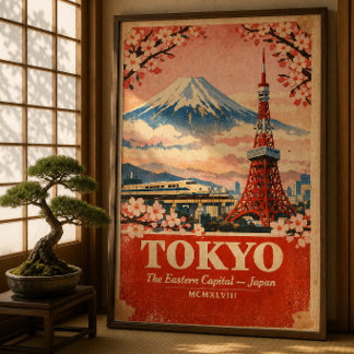 Tokyo Japan Vintage Reseskylt – Retro Väggkonst