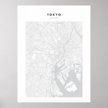 Tokyo - Japan White City Karta Poster