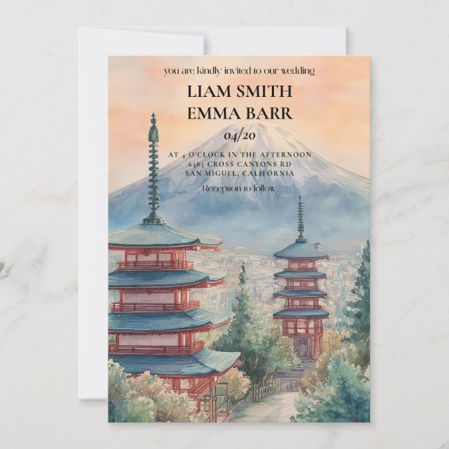 Tokyo Japansk Bröllopsinbjudan Inbjudningar (Framsida)