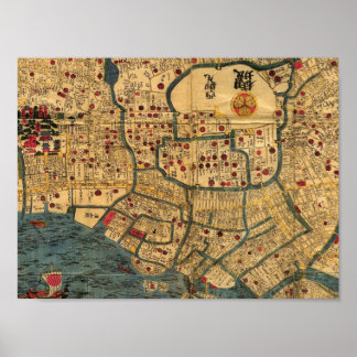 Tokyo Japanska karta Poster, Edo Period Poster