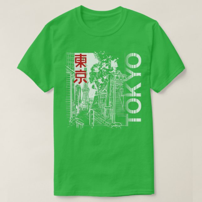 Tokyo - Japanska staden Tokyo Skyline Retro Vinta T Shirt (Design framsida)
