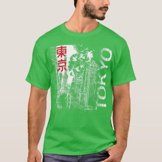 Tokyo - Japanska staden Tokyo Skyline Retro Vinta T Shirt