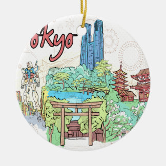 Tokyo Julgransprydnad Keramik