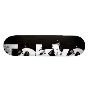 Tokyo - kall stads- stil i slitet svartvitt skateboard bräda 20 cm