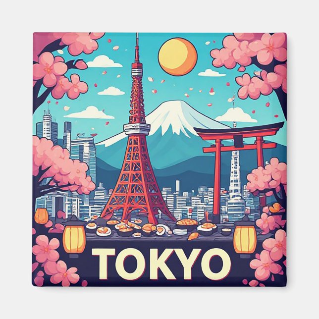 🧲 Tokyo Körsbärsblomresa Minne Japan 🌸 Magnet (Framsidan)