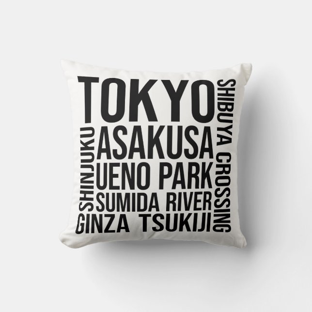 Tokyo Landmarks Typography - Japan Ord Art Kudde (Framsida)