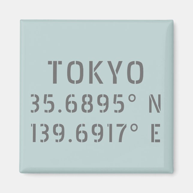 Tokyo Latitude & Longitud Magnet (Framsidan)