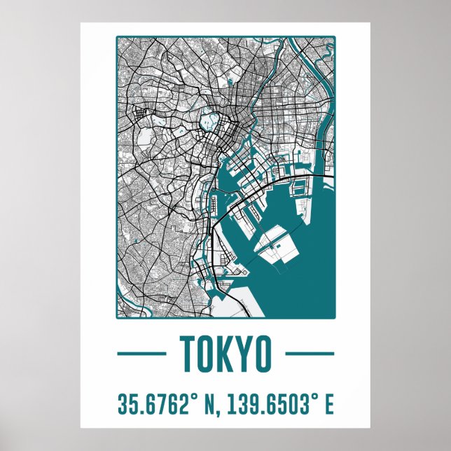 tokyo Minimalist City Karta, tokyo DIY city Karta Poster (Framsidan)