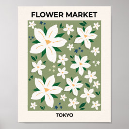 Tokyo Modern Blommönster Decor på blommmarknaden Poster