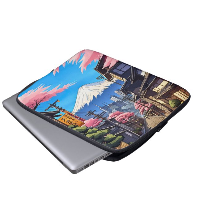 Tokyo Mt Fuji Sträckt Canvastryck Laptop Fodral (Framre botten)