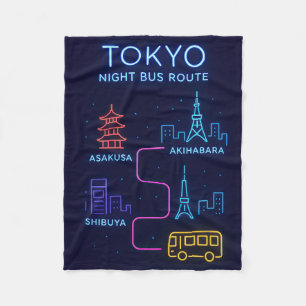 Tokyo Natt Buss Rutt Neon Art – Japan Resa Fleecefilt