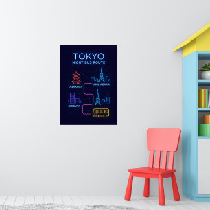 Tokyo Neon Natt Affisch Japan Resa Väggkonst