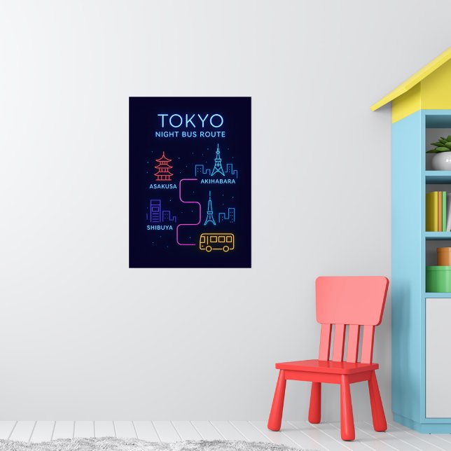 Tokyo Neon Natt Affisch | Japan Resa Väggkonst  (Barnkammare 1)