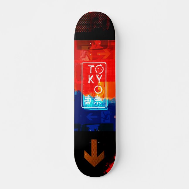 Tokyo Neon Red/Black Skateboard (Framsida)