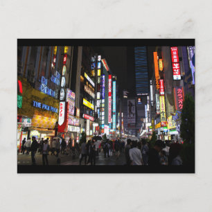 Tokyo neons Shinjuku med nattvykort Vykort