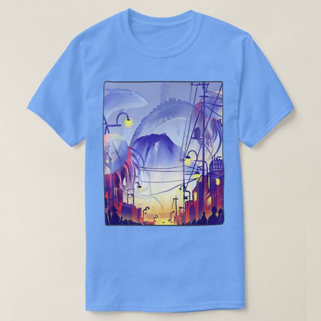 Tokyo Night Anime Fantasy Asian City Japan Art Har T Shirt (Design framsida)