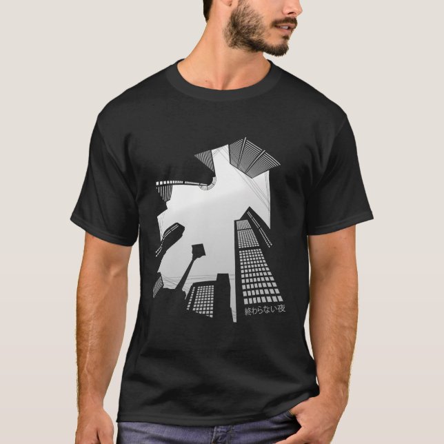 Tokyo Night Japanska estetiska kläder Harajuku Fa T Shirt (Framsida)