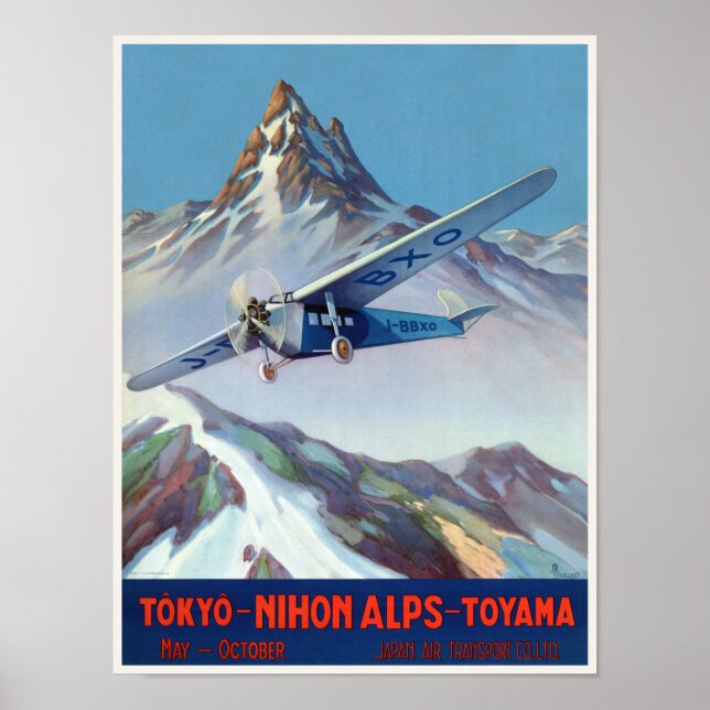 Tokyo - Nihon Alpernas - Toyama Japan Vintage affi Poster (Framsidan)