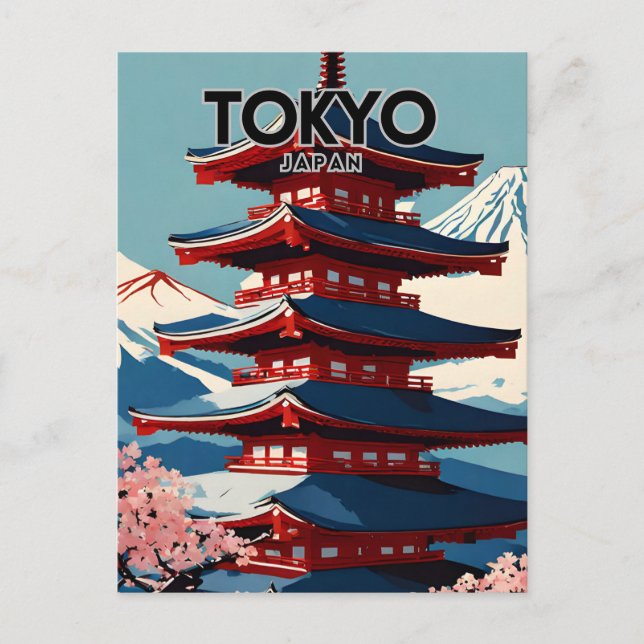 Tokyo Nostalgic Travel Art Vykort (Framsida)