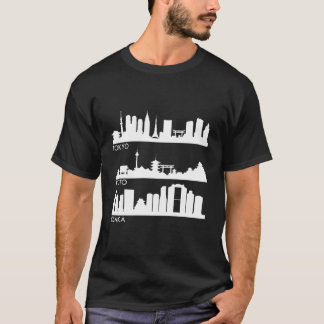 Tokyo Osaka Kyoto Japan Cities Skyline T Shirt