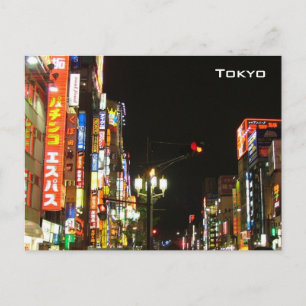 Tokyo på natten vykort