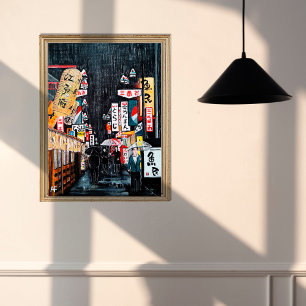 Tokyo Rain Painting av Alfred Fox Canvastryck