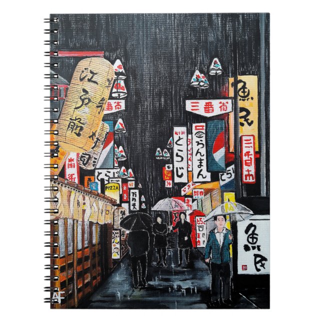 Tokyo regn målning av Alfred Fox Anteckningsbok (Framsidan)