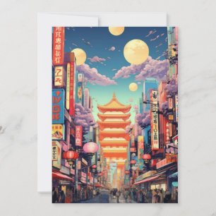 Tokyo Resa Konst vykort, Tokyo Stadssiluett, Japan Inbjudningar