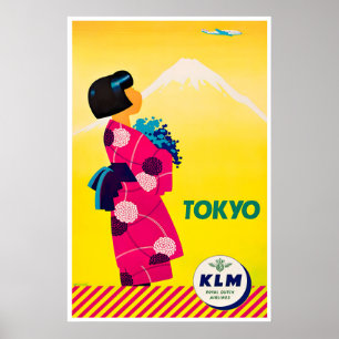 Tokyo Resa Poster Japan Tryck Japansk Konst KLM