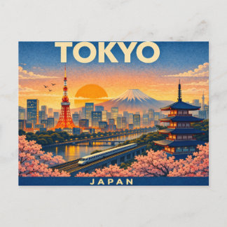 Tokyo Retro Travel Postcard Vykort