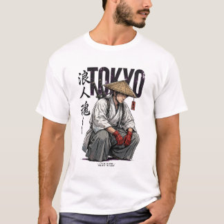 Tokyo Samurai Krigare - Japansk Cyberpunk Ronin T Shirt