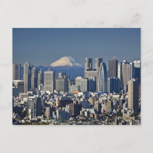 Tokyo, Shinjuku District Skyline, Mount Fuji, Vykort