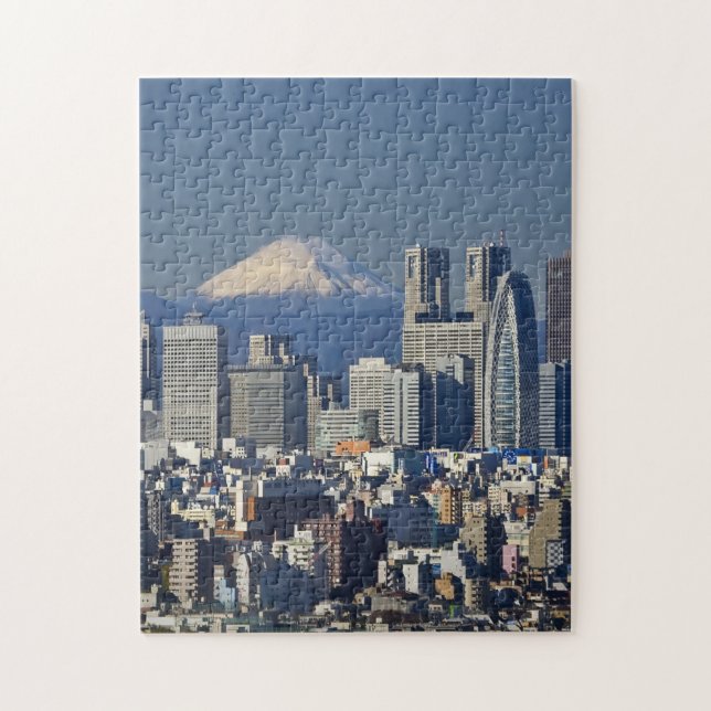 Tokyo, Shinjuku-distriktets siluett, Mount Fuji Pussel (Vertikal)