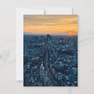 Tokyo Skyline bei Sonnenuntergang Urban City Vykort