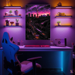 Tokyo Skyline - Charcol Monochrome Art - Urban Poster