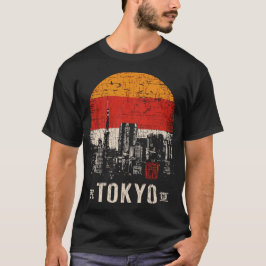 Tokyo Skyline Distress Modern Urban Silhouette T Shirt
