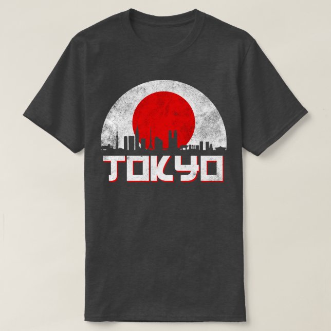 Tokyo Skyline Japan Flagga T Shirt (Design framsida)